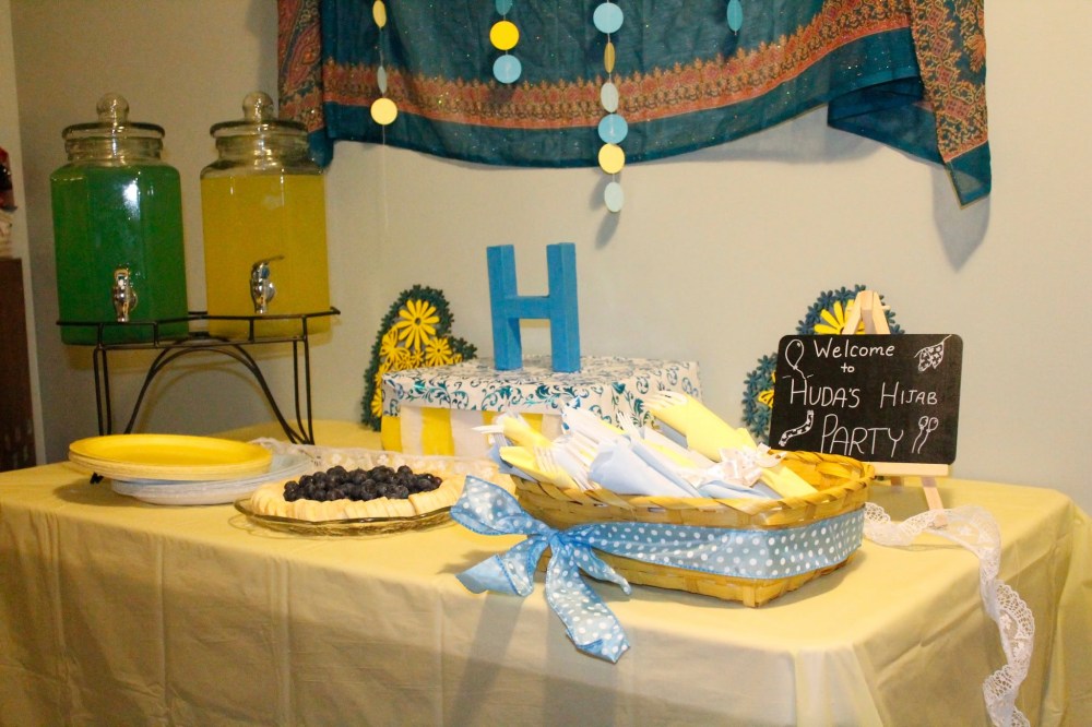 Turquoise and Yellow Hijab Party Theme Decor, Table Set-Up