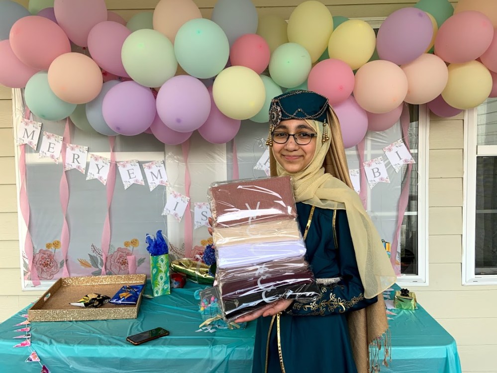 Hijab party backdrop and decor and gift with Veiled Collection hijabs 